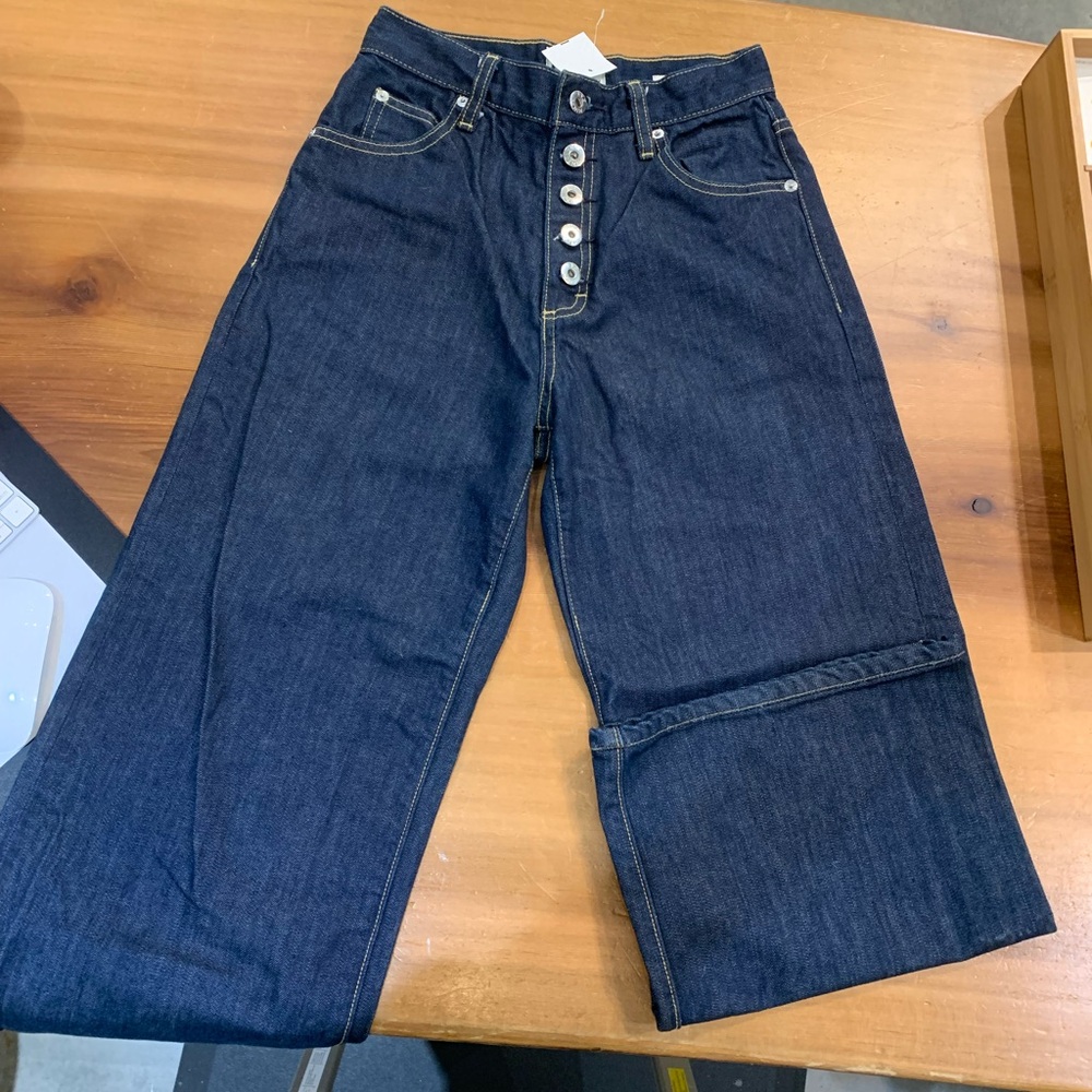 High-Rise Blue Wide-Leg Flare Jeans